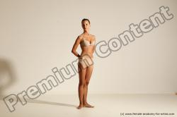 Underwear Gymnastic poses Woman White Moving poses Slim long blond Dynamic poses Academic